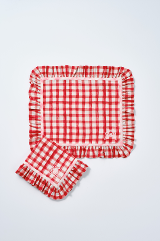 Set of 2 Ruffle Place Mats - Gingham