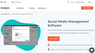 Hubspot Social Media Management Software website screenshot