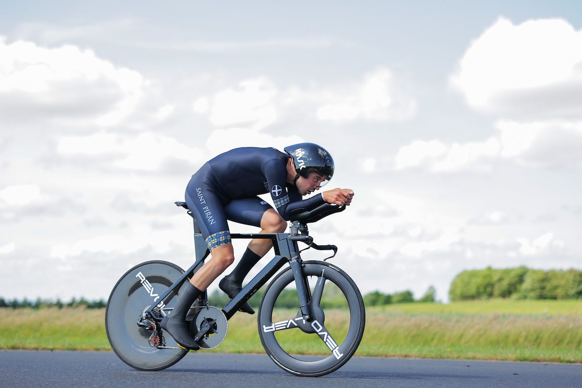 Picture by Alex Whitehead/SWpix.com - 21/06/2023 - Cycling - 2023 British National Road Championships - Croft Circuit, Darlington, England - Men's Elite Time Trial - Charlie Tanfield of Saint Piran
