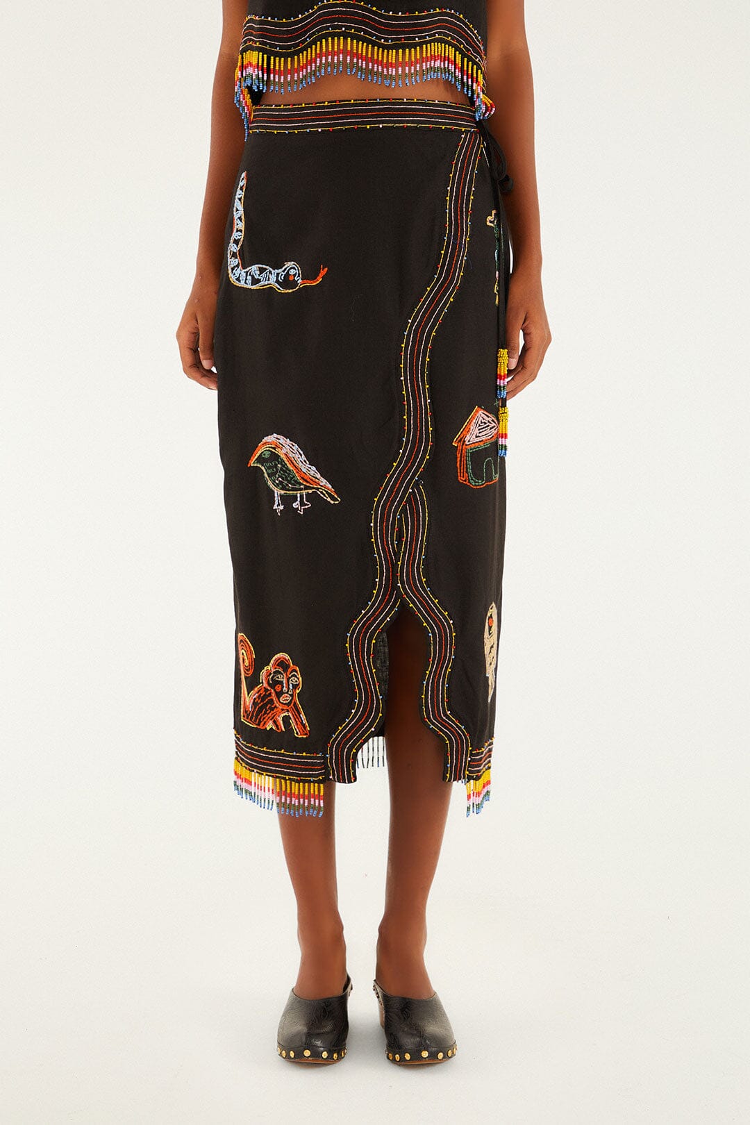 A Farm Rio printed skirt.