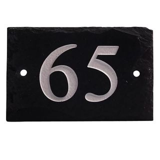 Slate house number with white numbering.