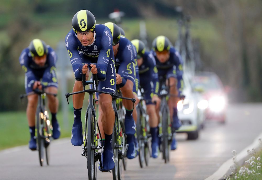 Orica-Scott rides to fifth place during the stage 2 team time trial at Volta a Catalunya