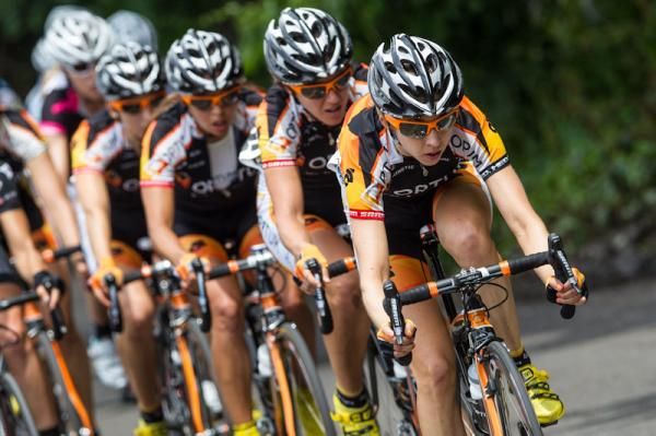 The Optum teams gets set up for the sprint.