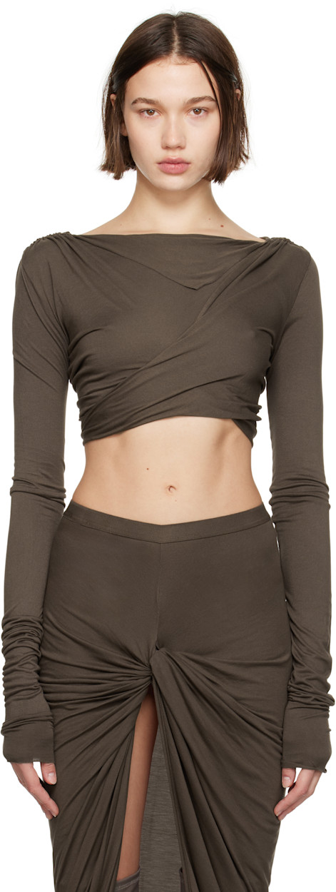 Taupe Porterville Jade Ls Crop T-Shirt