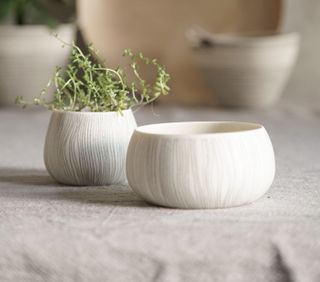 Porcelain stripe plant pots from Made+Good
