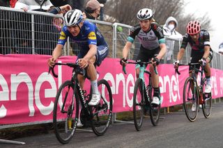 Remco Evenepoel (Deceuninck-QuickStep) battles to the line on Monte Zoncolan