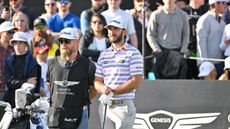 Max Homa stands on the first tee box at Riviera Country Club during the 2024 Genesis Invitational