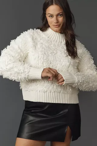 Callahan Mock-Neck Loop-Stitch Sweater