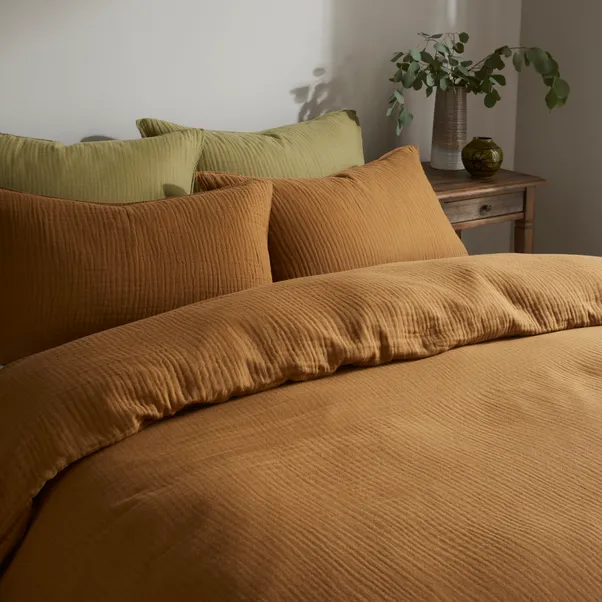 Dunelm, Cotton Muslin Duvet Cover and Pillowcase Set
