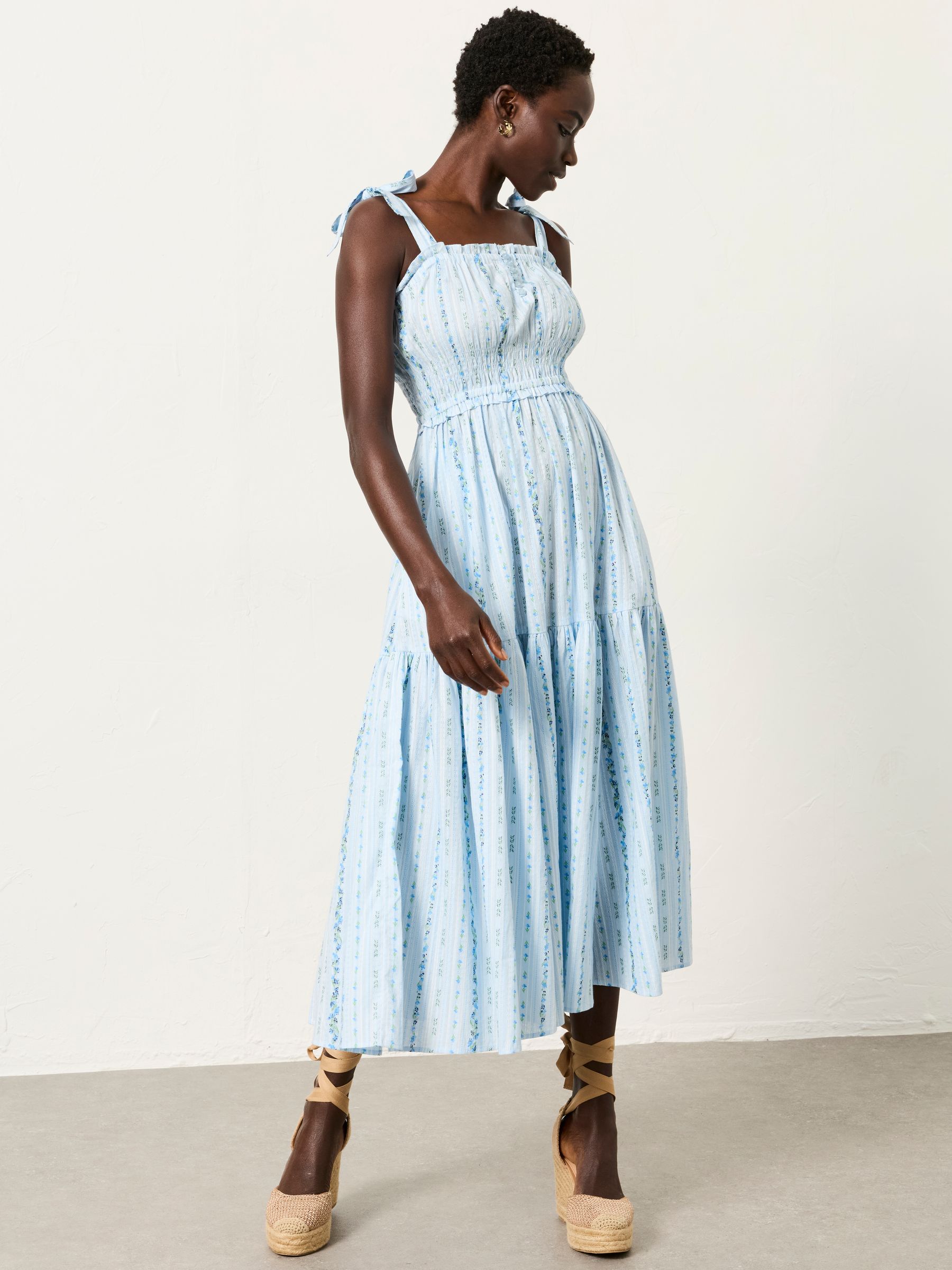 Martha Blue Regular Stripe Midi Dress - Size 6 S