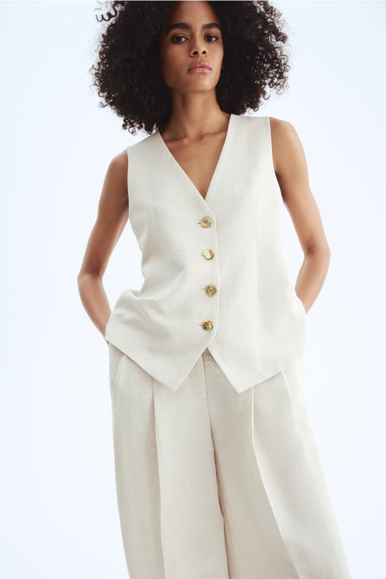 Linen-Blend Suit Waistcoat