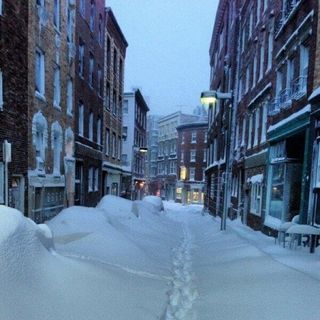 Boston's North End neighborhood amid the snow drifts after a February 2013 blizzard.