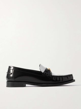 Embellished Two-Tone Leather Penny Loafers