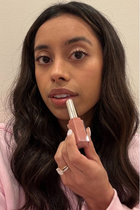 Fenty Beauty Gloss Bomb Stix High-Shine Gloss Stick before, during, and after application.