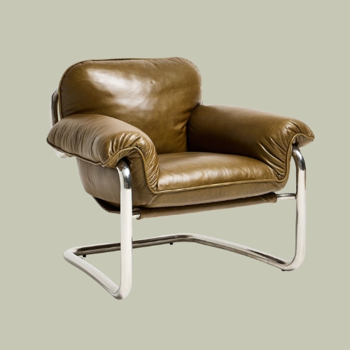 Oliver Bonas, Silla Green Leather Armchair