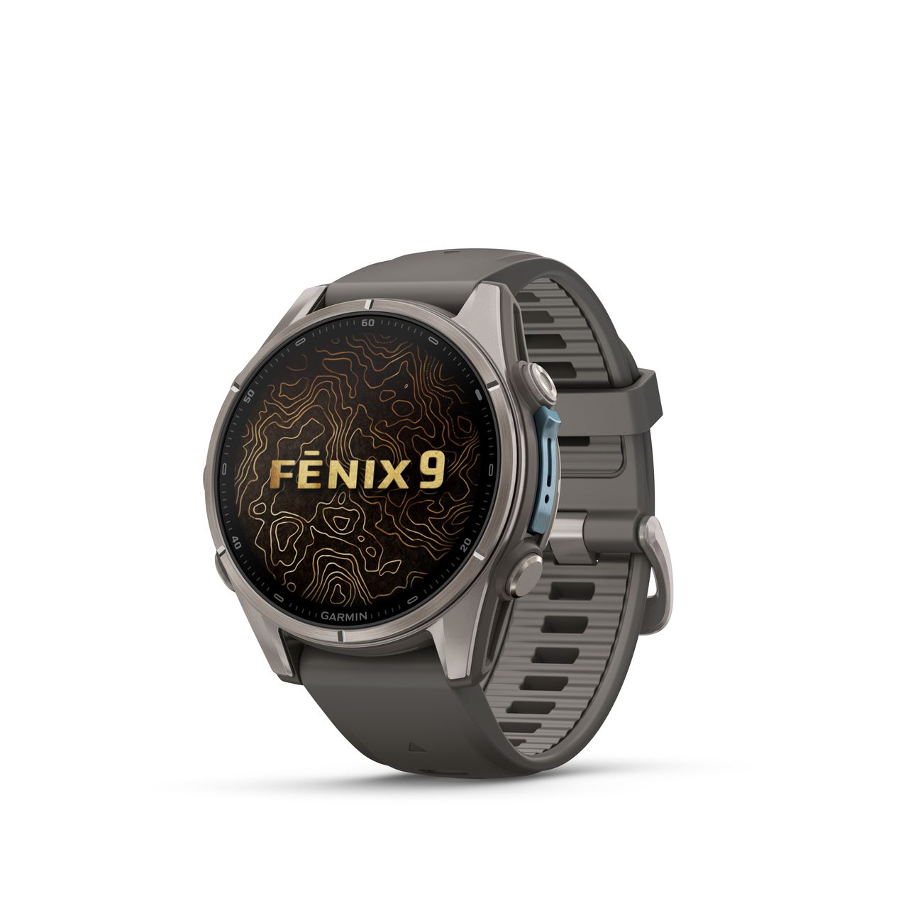 front of the Garmin Fenix 9 in gray