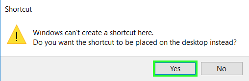 how to add desktop shortcut in windows 10