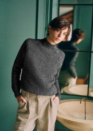 Trudy Jumper - Mottled Grey - Super Kid Mohair - Sézane