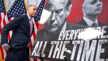 House Minority Leader Hakeem Jeffries (D-N.Y.) attends a news conference reacting to Virginia voters approving a redistricting plan