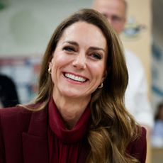 Kate Middleton shows off her "posh mom bronde" hair color while attending an arts workshop during a visit to Charing Cross Hospital in London on January 8, 2026