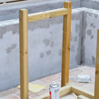 horizontal supports made from 900mm wooden legs