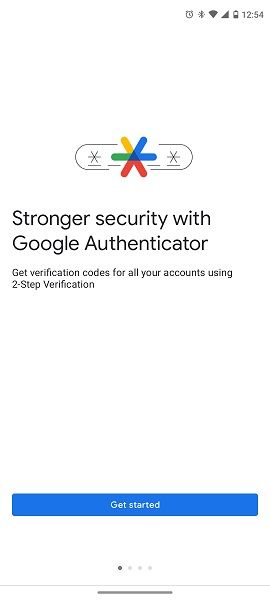 Google Authenticator's new splash screen and changed logo.