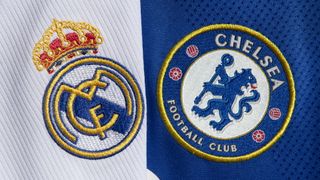 Bilde av klubblogoene til både Realm Madrid og Chelsea