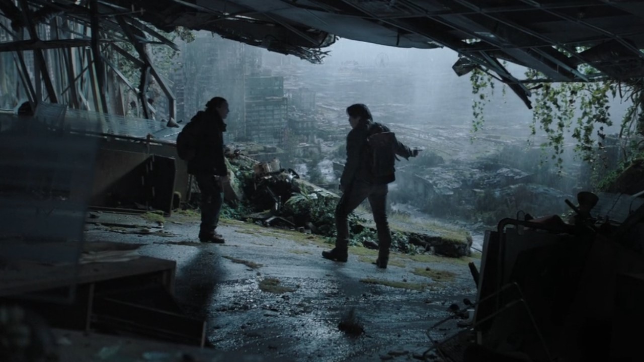 Bella Ramsey as Ellie and Young Mazino as Jesse in The Last of Us Season 2 finale.
