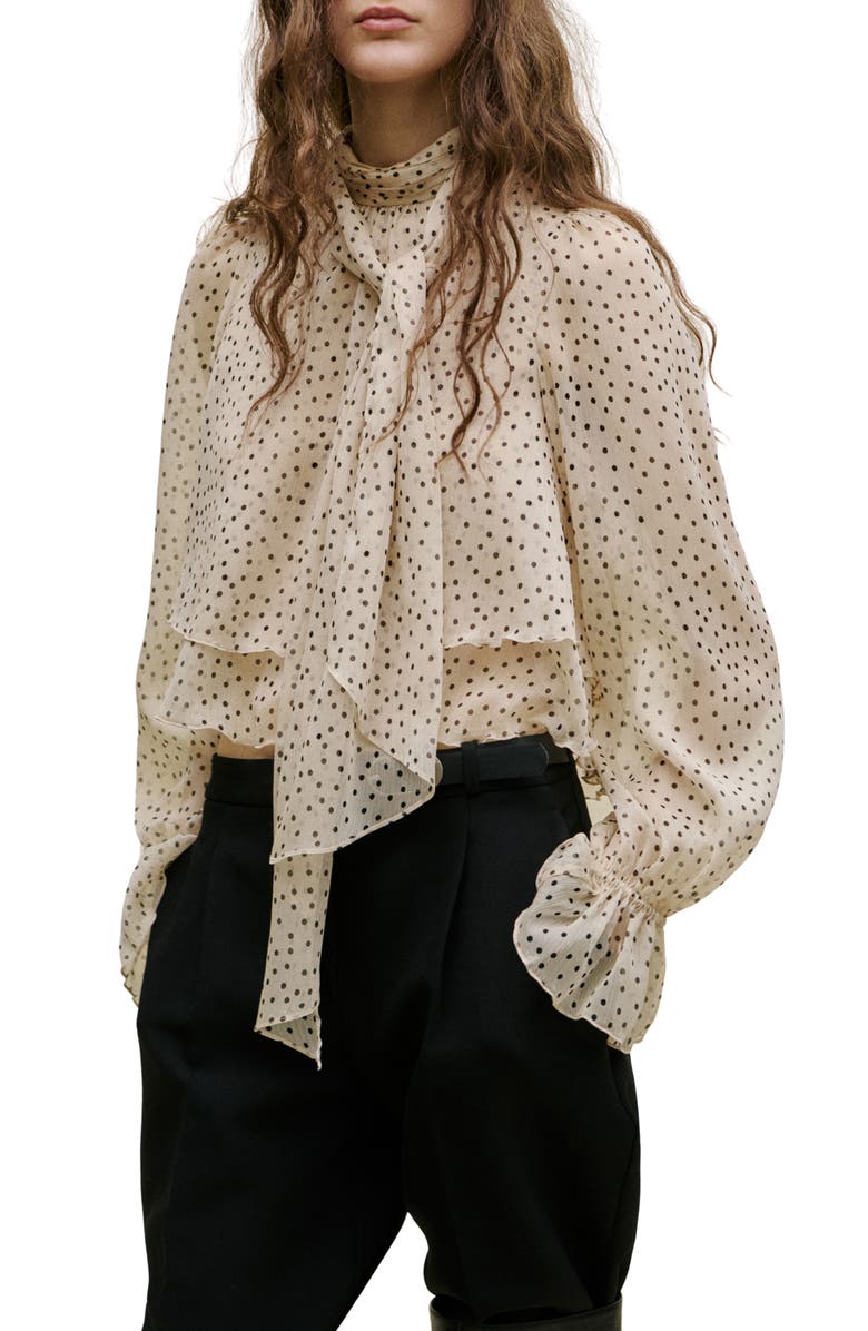 Polka Dot Tie Neck Top