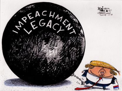 Political Cartoon U.S. Trump Impeachment Legacy Ball And Chain