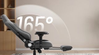 A Boulies marketing image showing a 165 degree reclining mechanism