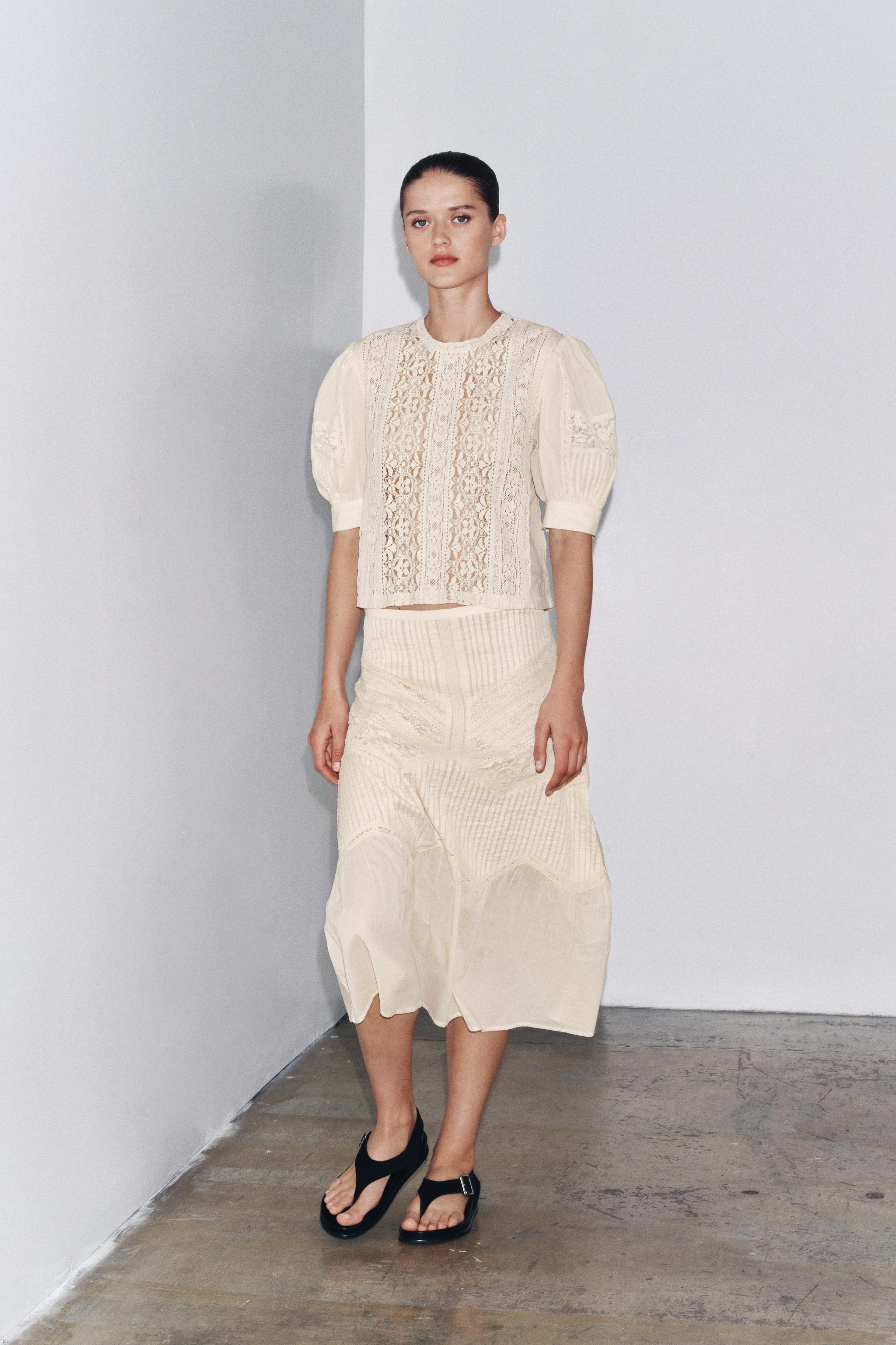 Zw Collection Lace Midi Skirt