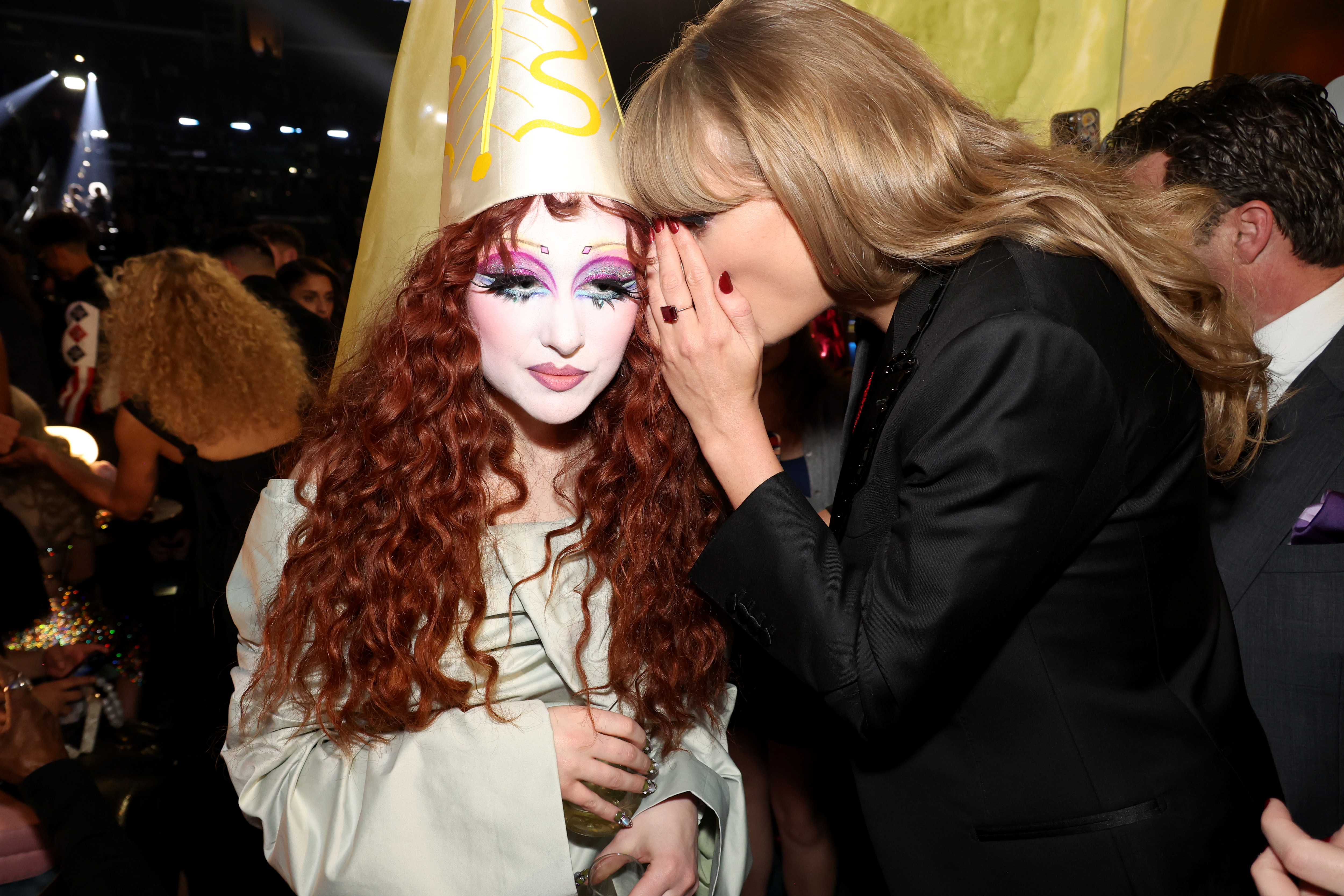 Taylor Swift with Chappell Roan at the 2025 Grammy Awards