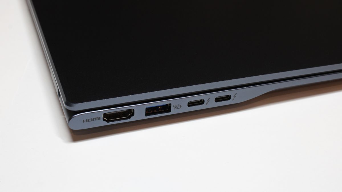 Acer Swift 14 AI (Intel) on a white background showing the ports on the left side