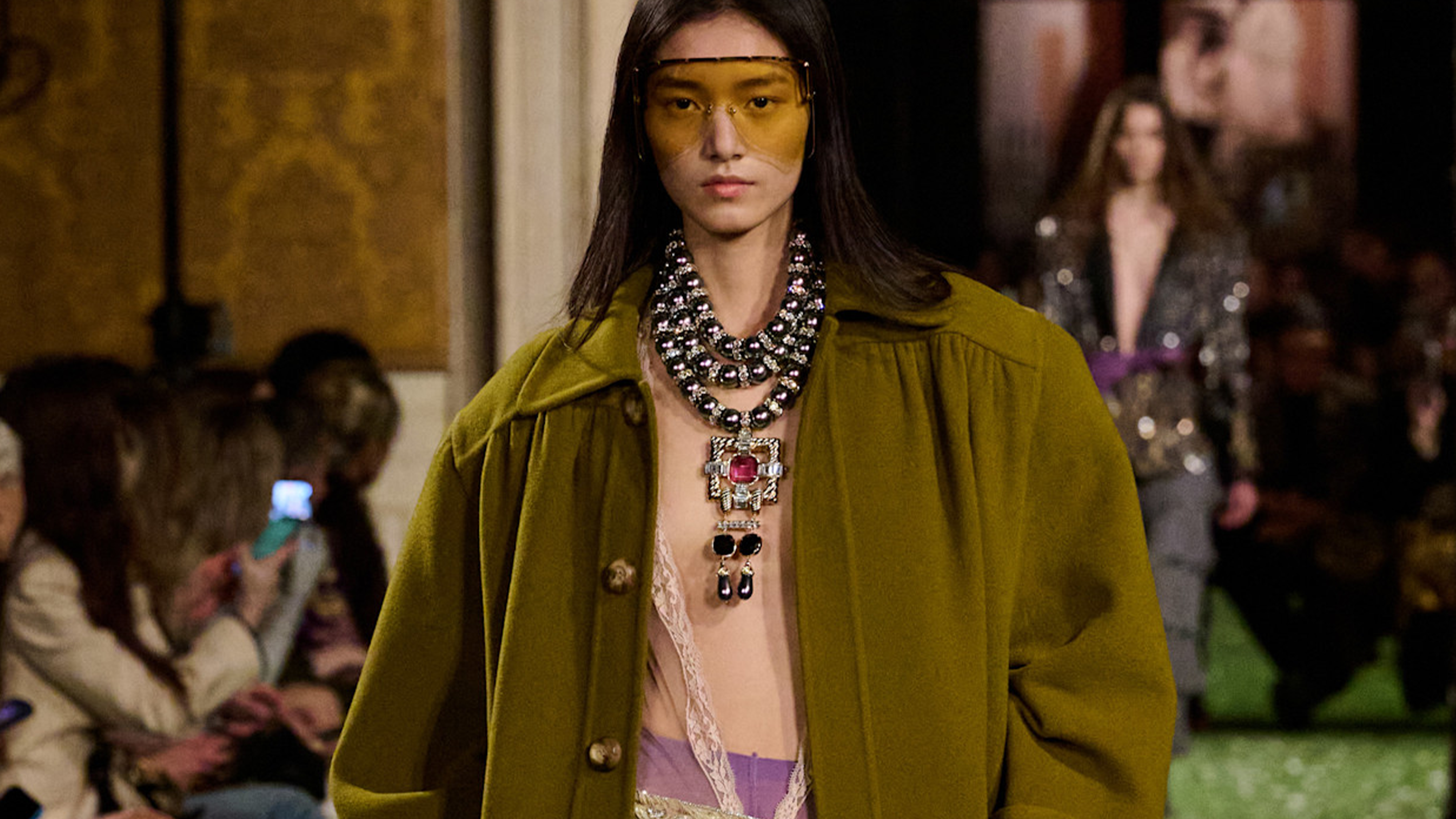 Model walking in the Valentino Fall Winter 2026 show.