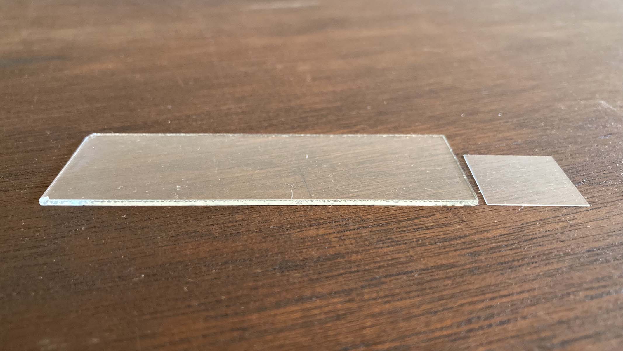 glass microscope slides on a table