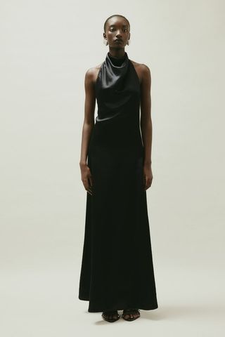 Silk-Blend Halterneck Dress