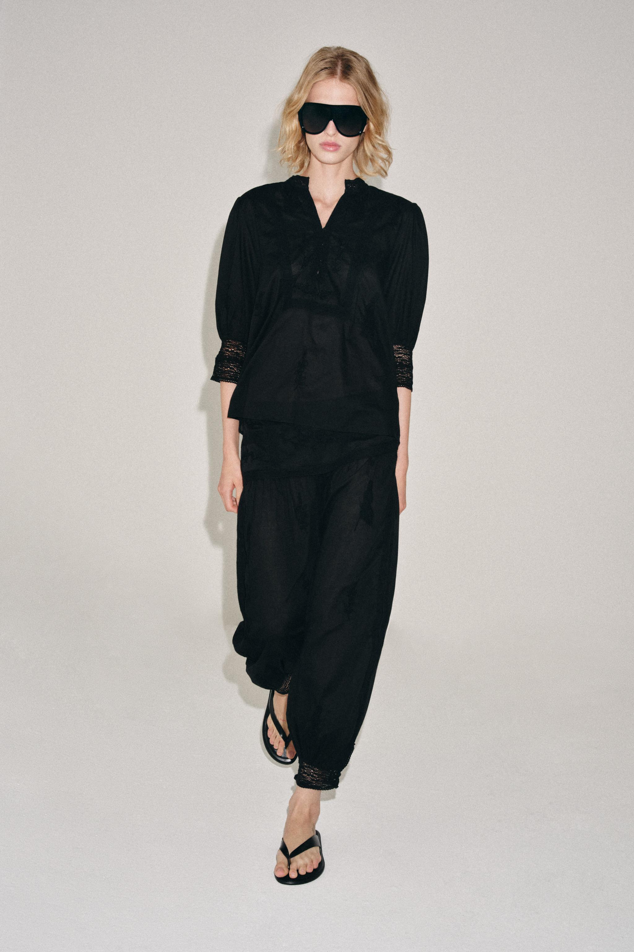 Zw Collection Embroidered Blouse - Black - Xs