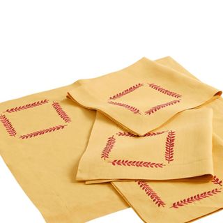 A set of four linen napkins