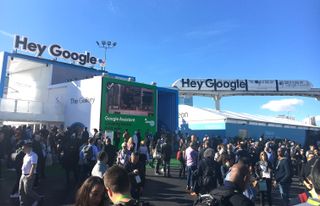 Google's outdoor booth was one of the busiest areas of CES 2018. Credit: Tom's Guide