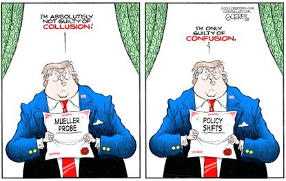 Political cartoon U.S. Trump collusion Russia investigation gun control