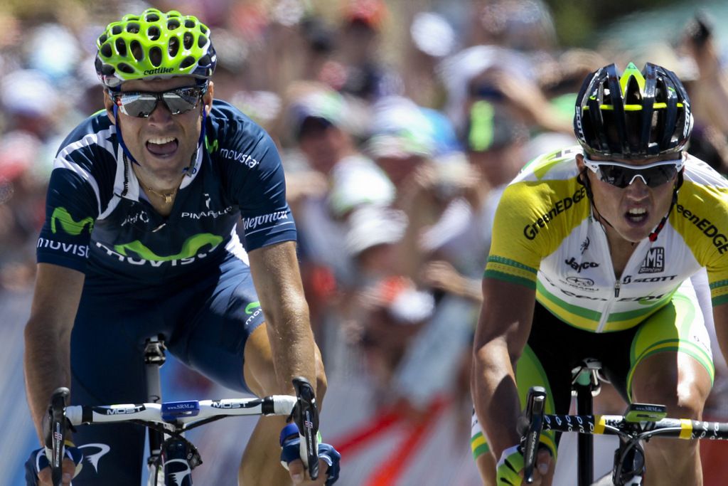 Alejandro Valverde won the stage up Willunga in 2012 but it was Simon Gerrans celebrating the overall