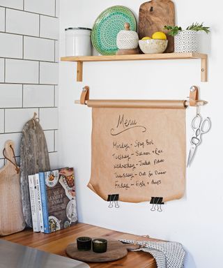 DIY Kitchen idea under £50 kraft paper memo roll