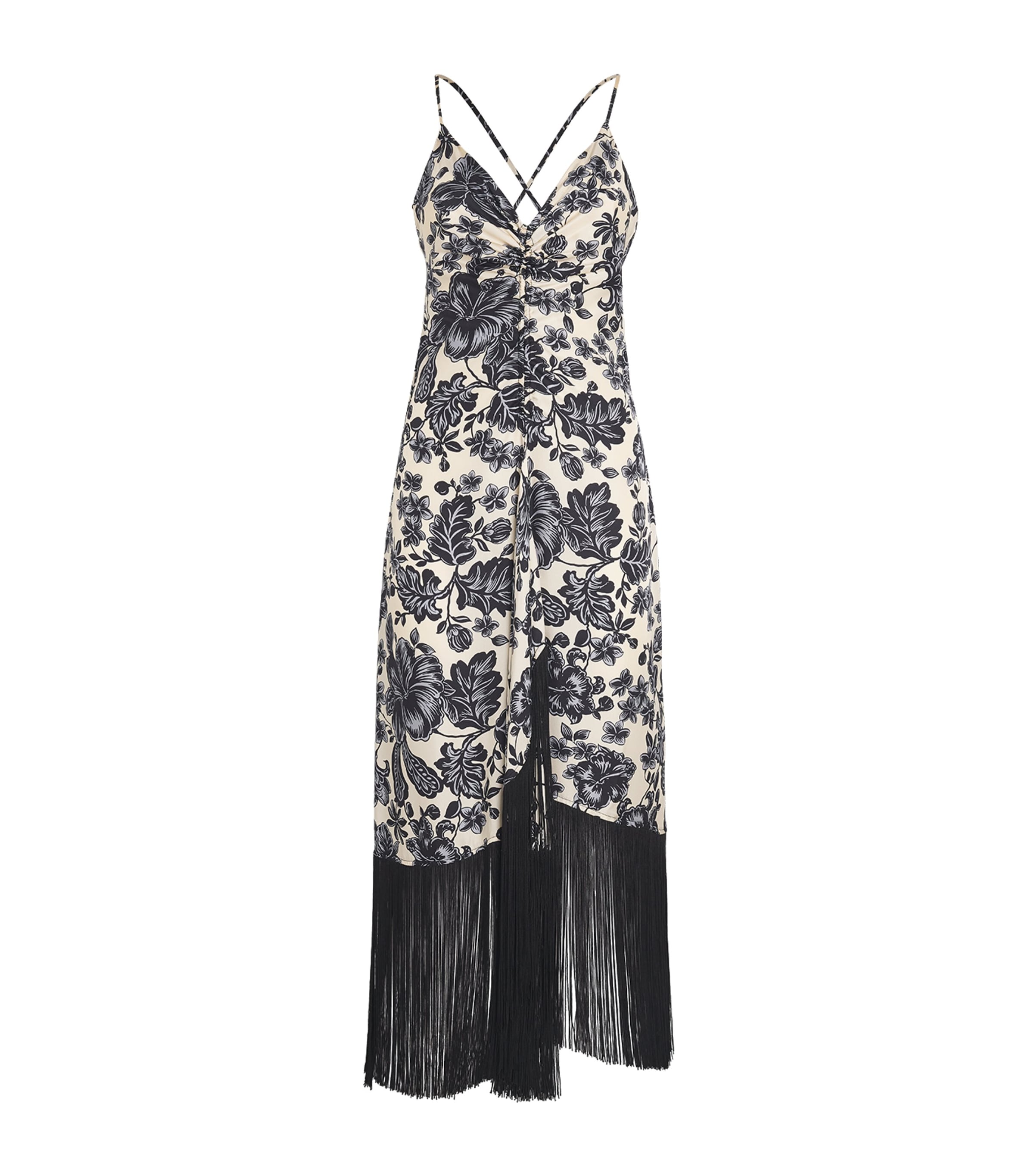 Silk Fringed Midi Dress