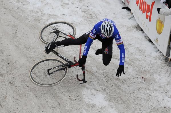 Boonen had a little spill in the sand.