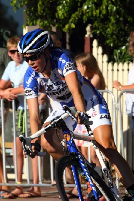 Jo Hogan (Team Jayco-VIS) was allowed to ride away from the bunch with a few minutes remaining
