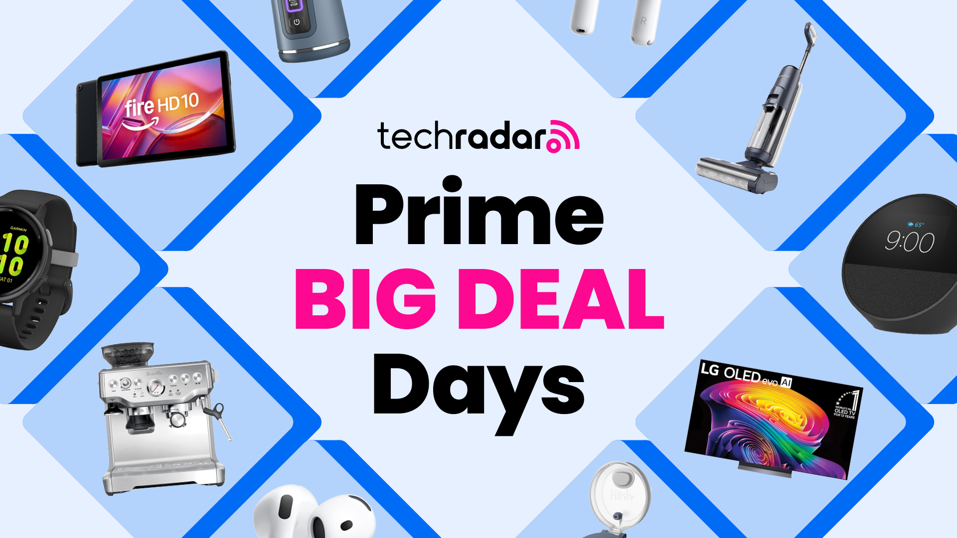 Amazon Prime Big Deal Days header image with a collage of tech products around the outside