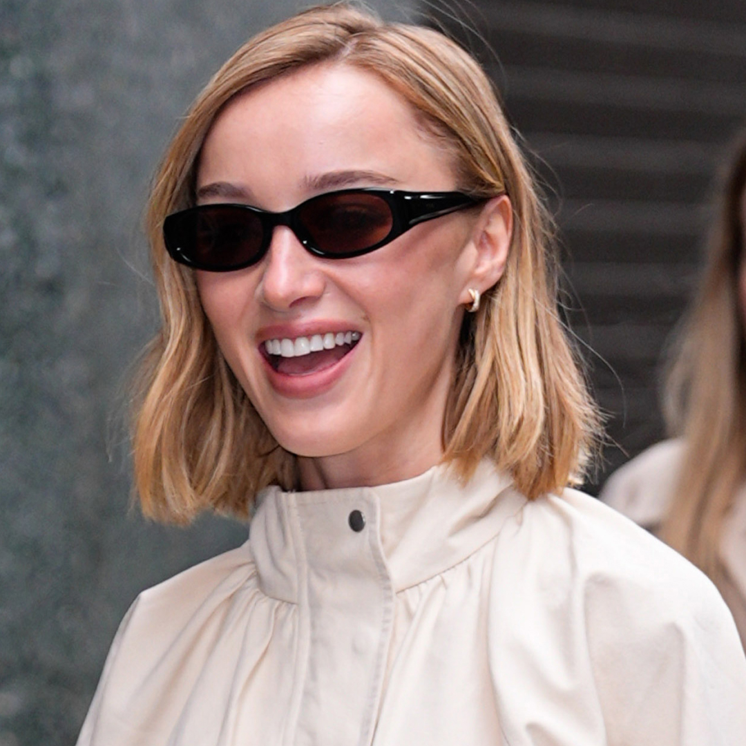 Phoebe Dynevor was spotted in New York City wearing ballet flats with a small Louis Vuitton bag