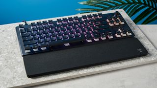 A black Turtle Beach Vulcan II TKL Pro wired gaming keyboard with Hall Effect magnetic switches