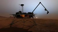 An artist's concept of the Phoenix lander on Mars.
